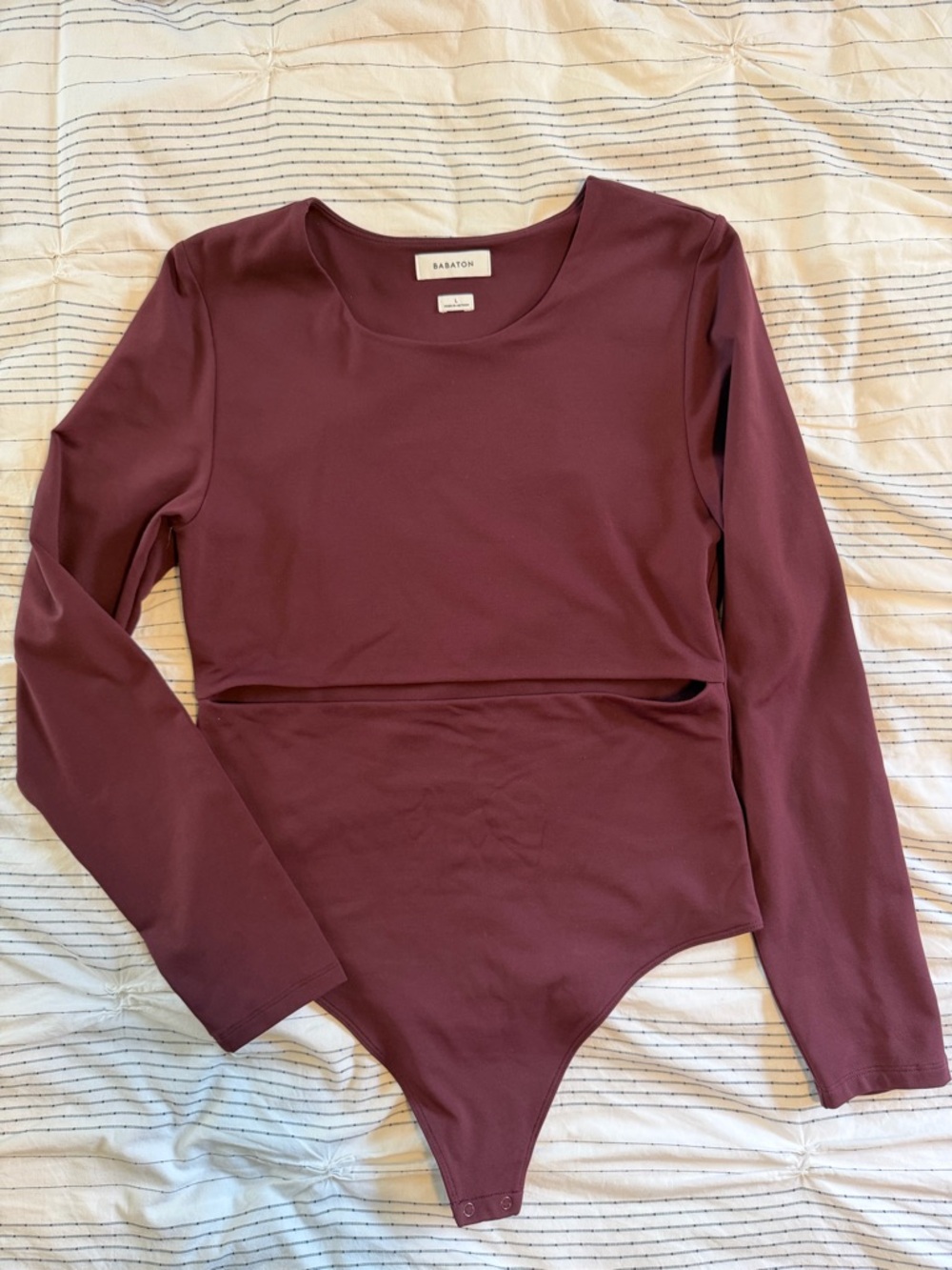 Cut out Aritzia Babaton Long-Sleeve Wine/Plum Bodysuit